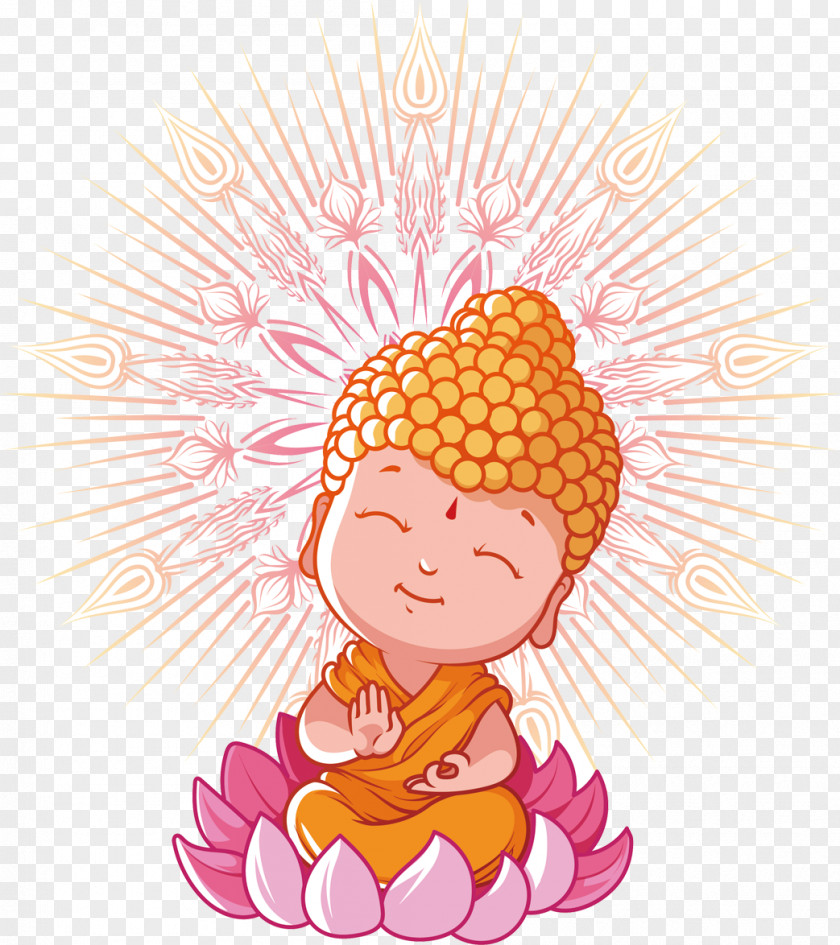 Vector Children Statues Buddhism Cartoon Zen Lotus Position PNG