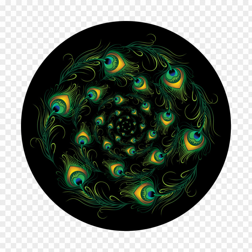 Peacock Pattern Fractal Art Circle Gobo Glass PNG