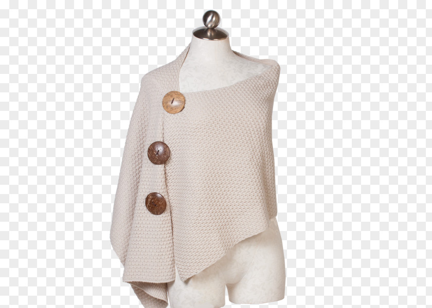 Shawl Outerwear Poncho Sleeve Beige Neck PNG