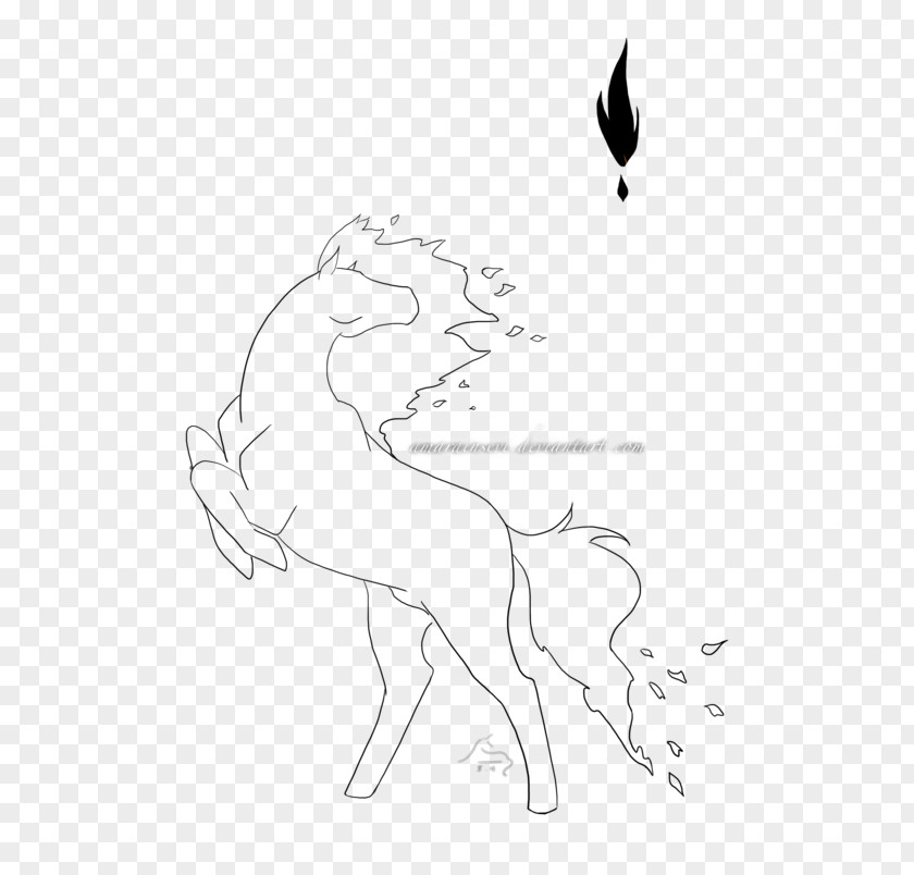 Fire Horse Line Art Drawing PNG