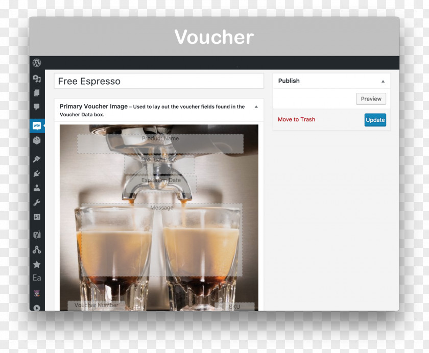 Gift Vouchers Card Espresso Machines WooCommerce Product Design PNG