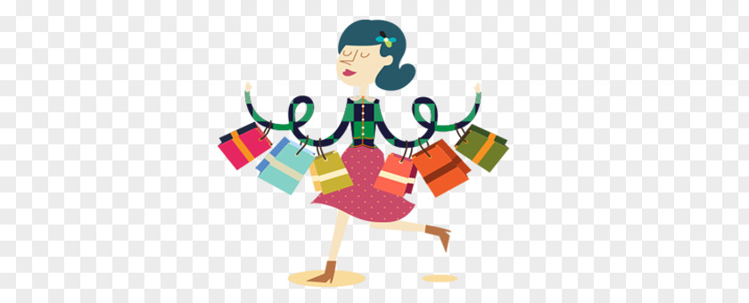 Young Women Shopping Bag PNG