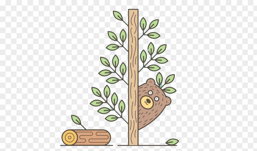 Bear Behind A Tree Clip Art PNG