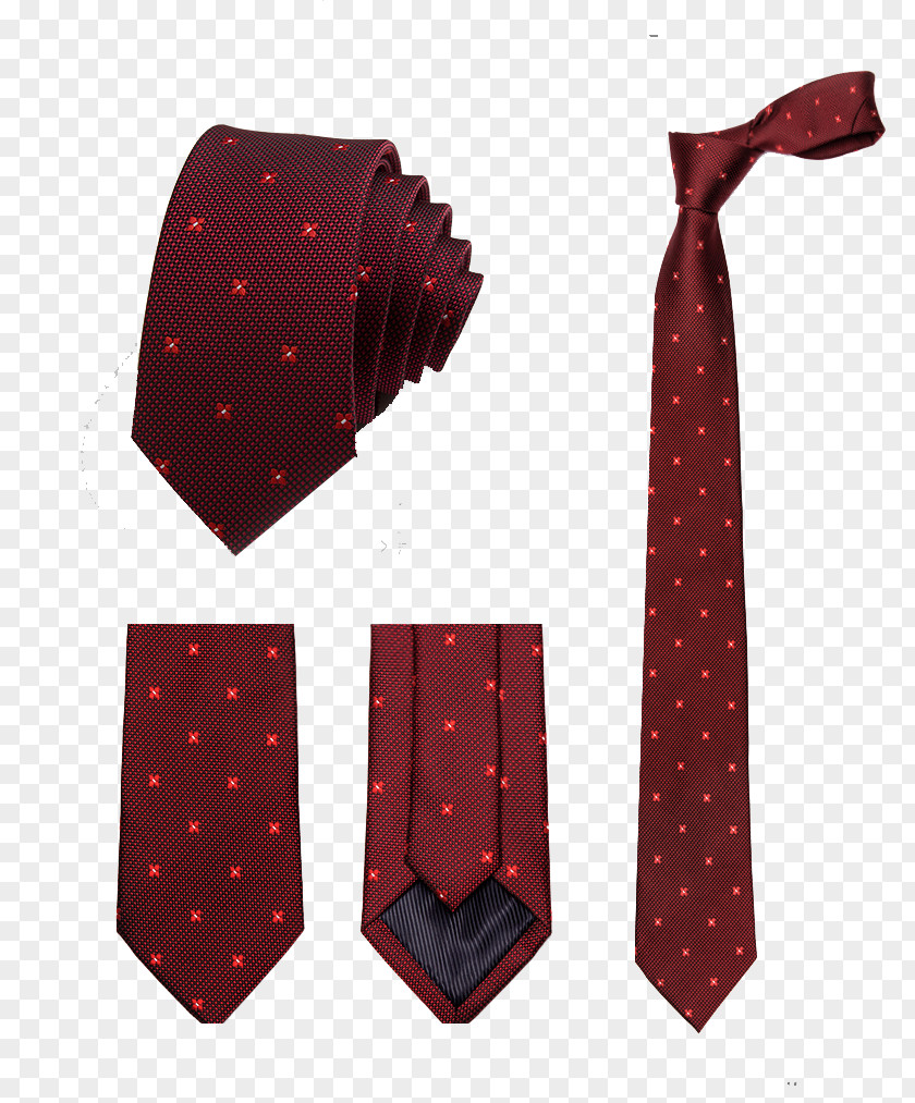 Men's Festive Red Tie Necktie Polka Dot Formal Wear PNG