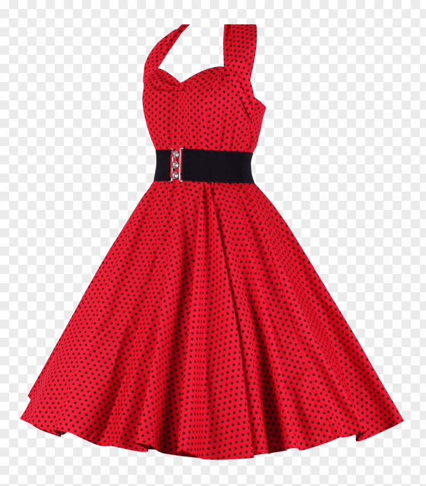 Women Dress 1950s Halterneck Clothing Polka Dot PNG