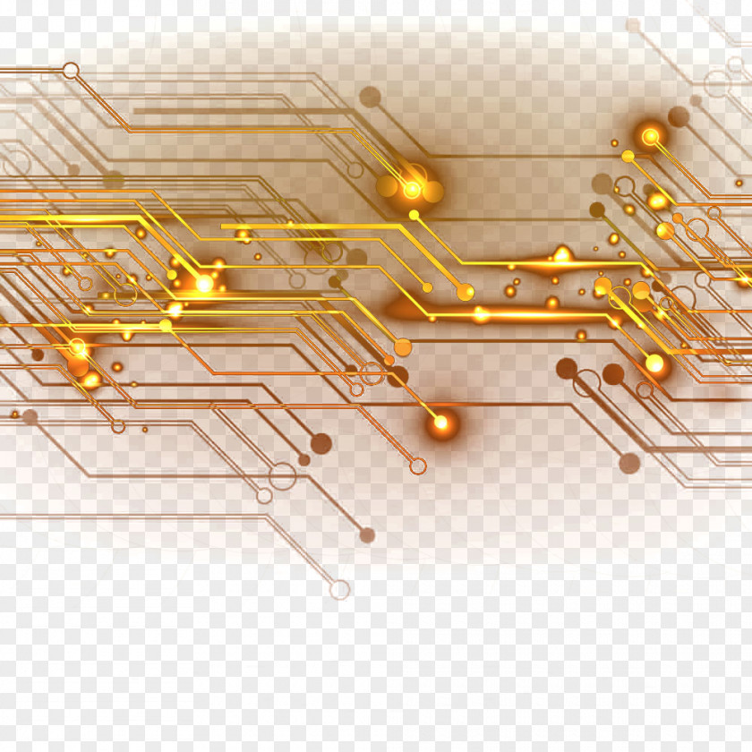 Gold Chip Lines Integrated Circuit Electronic PNG