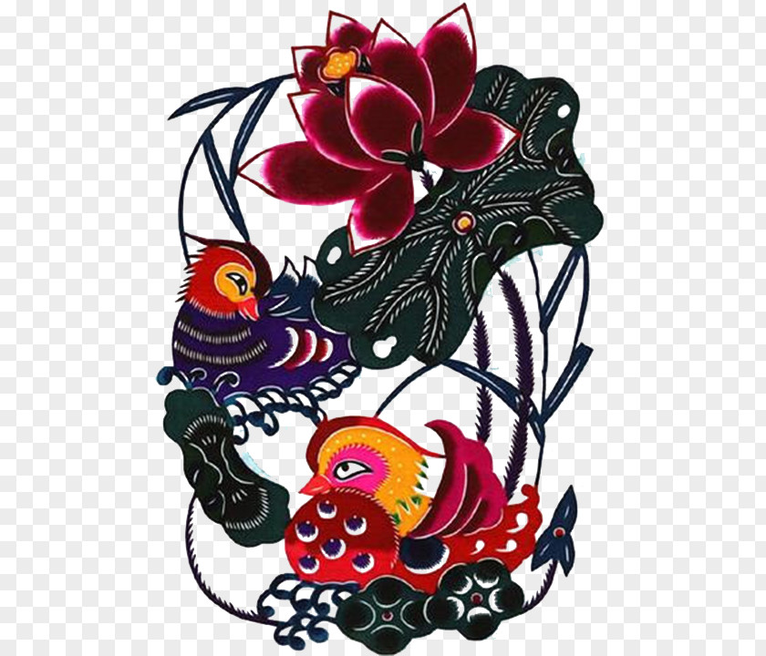 Mandarin Ducks Duck Papercutting PNG