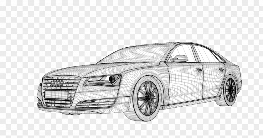Gray Audi Car Model 3D Computer Graphics Modeling PNG