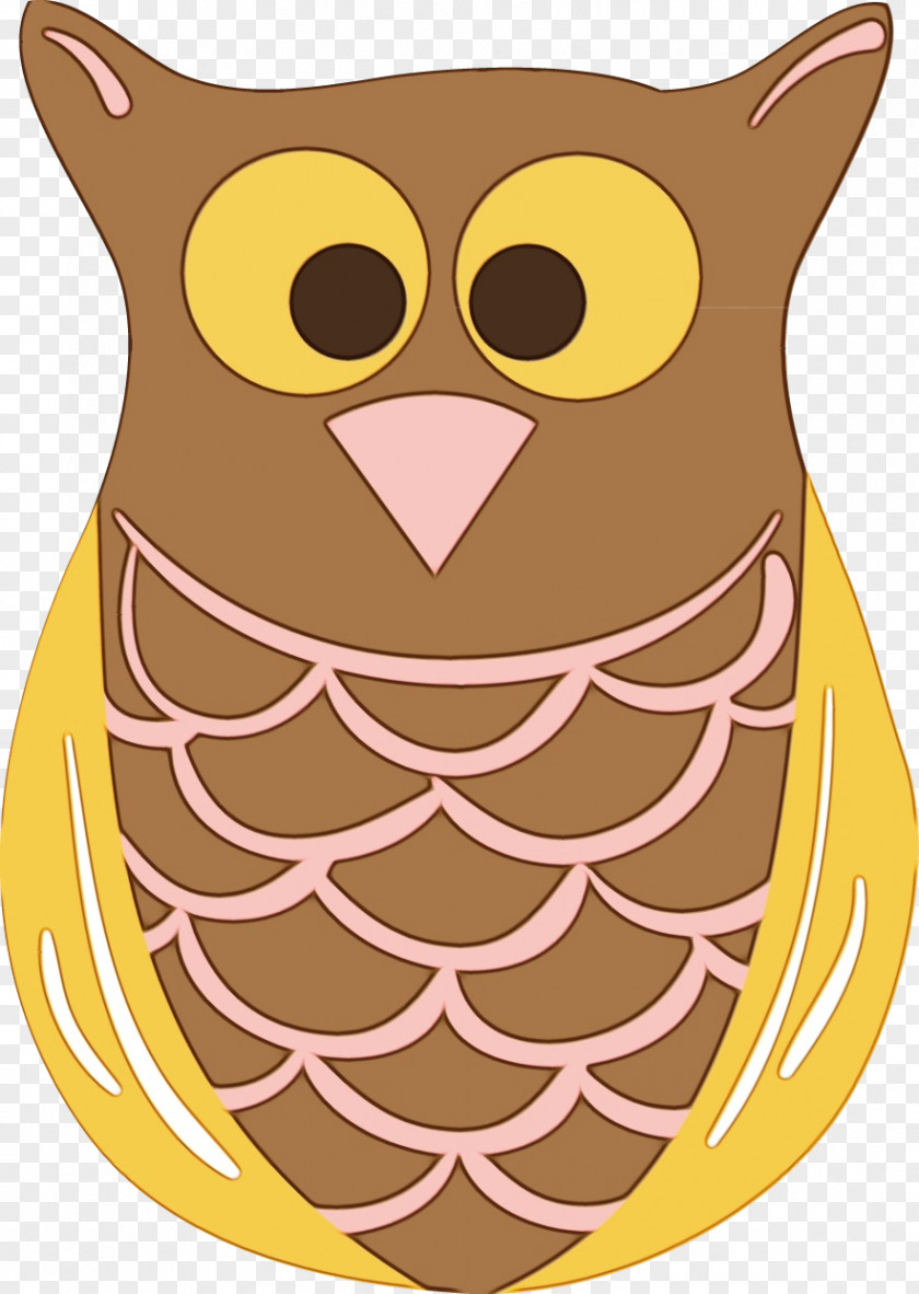 Eastern Screech Owl Yellow Watercolor Drawing PNG