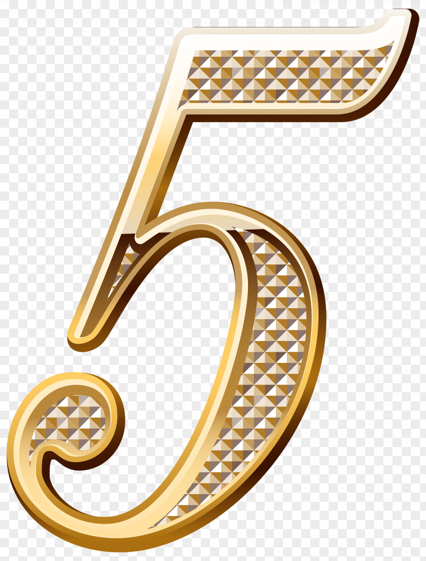 5 Number Gold Clip Art PNG