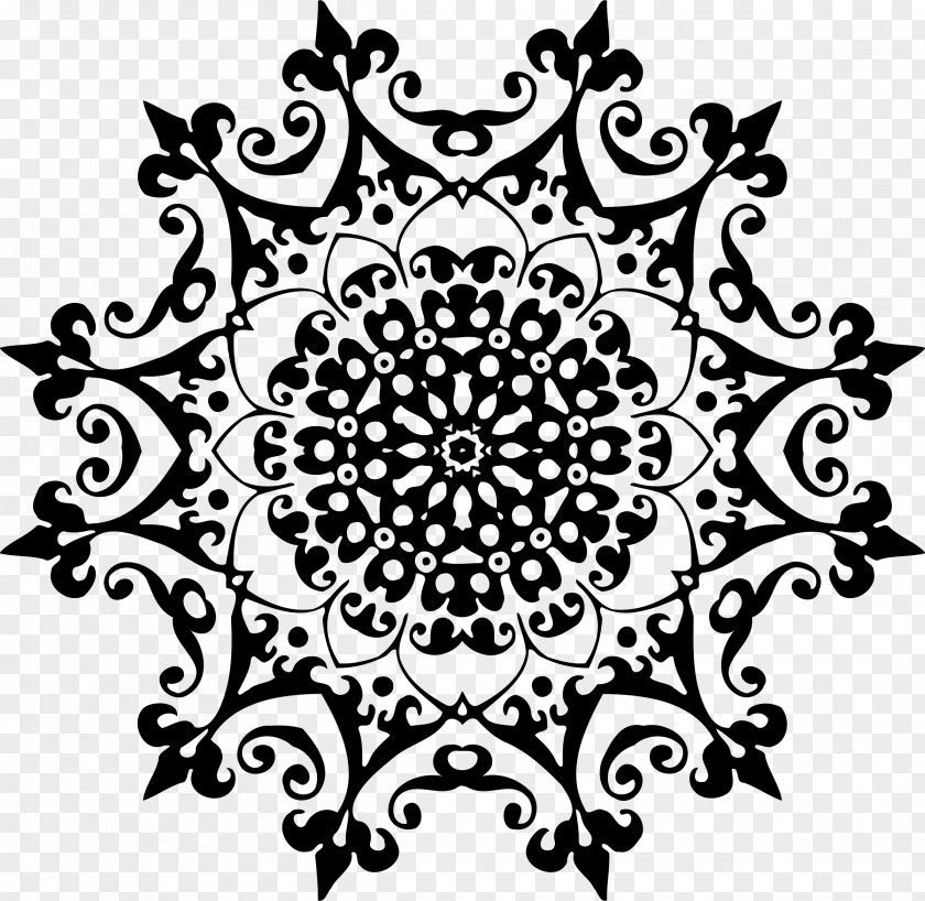 Geometric Ornament Black And White Abstract Art Clip PNG