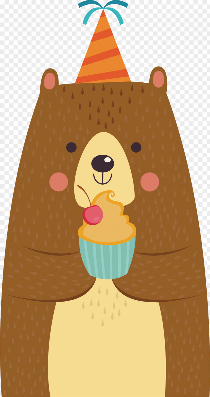 Cute Brown Bear With Cake PNG