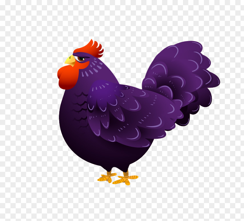 Purple Cartoon Chicken Rooster Meat PNG
