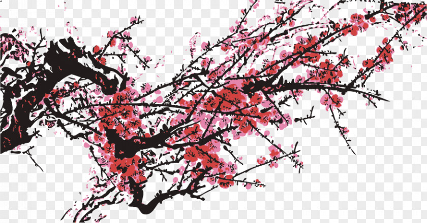 China Wind Flowers Sheng Kaimei FIG. Plum Blossom Chinese Painting PNG