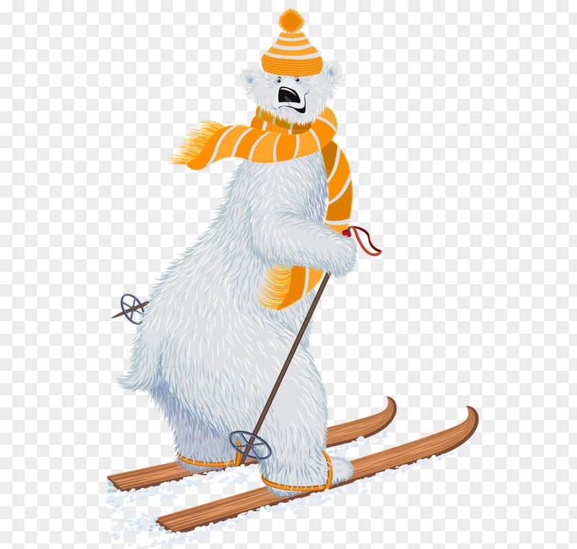 Cute Polar Bear Skiing PNG