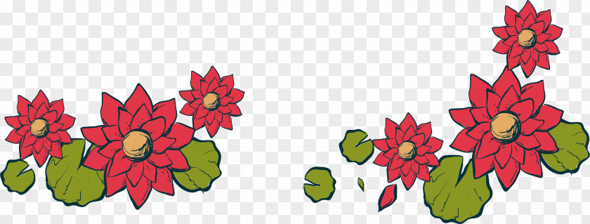 Red Hand Painted Lotus PNG