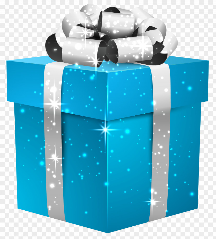 Blue Shining Gift Box With Silver Bow Clipart Image Glenna Farms Computer File PNG