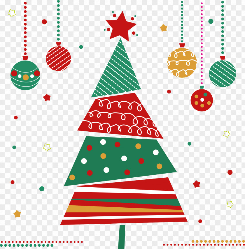 Christmas Tree Decorated With Colored Cartoon Card Ornament Santa Claus PNG