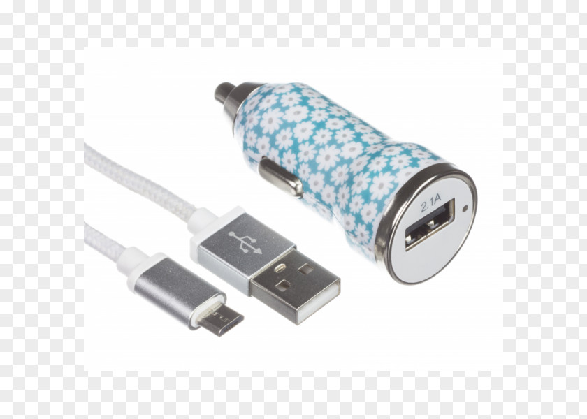 Ditsy Floral Battery Charger USB Lightning Quick Charge Adapter PNG