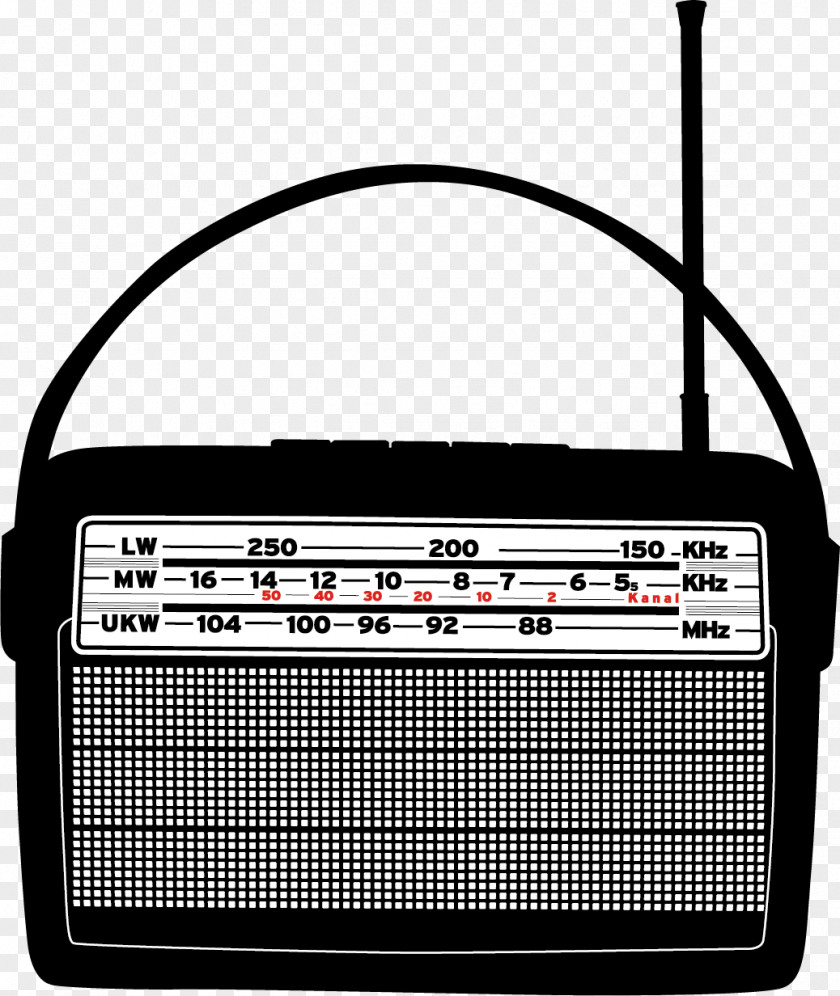 Vector Black Band Radio Antenna Antique Broadcasting Transistor PNG