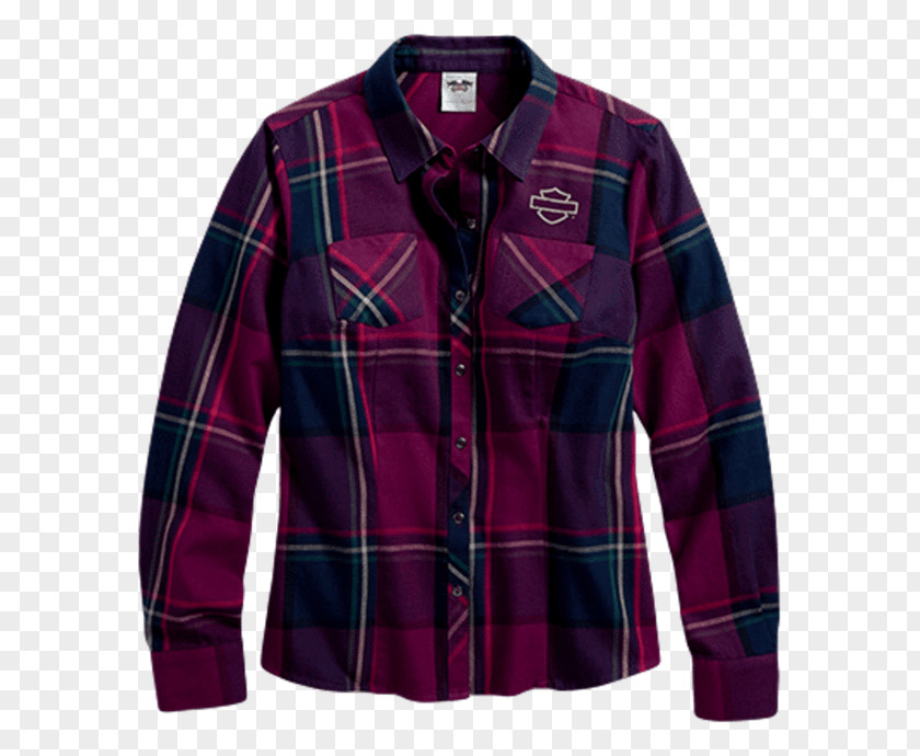 Shirt Sleeve Tartan Flannel Blouse PNG