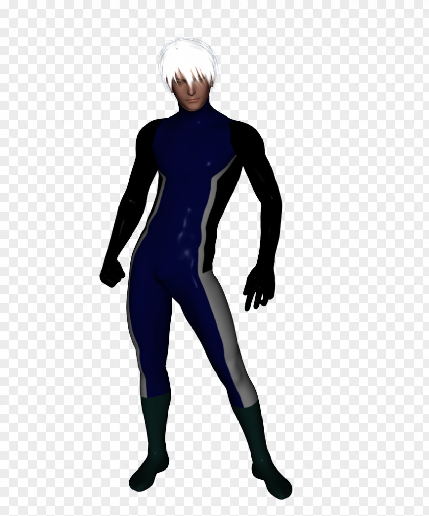 Silhouette Wetsuit Spandex Cobalt Blue Sleeve PNG