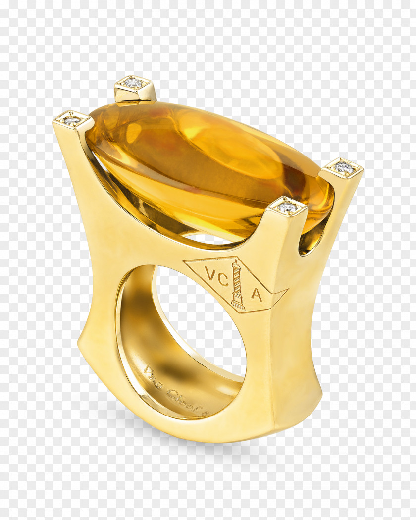Ring Gold Citrine Van Cleef & Arpels Diamond PNG