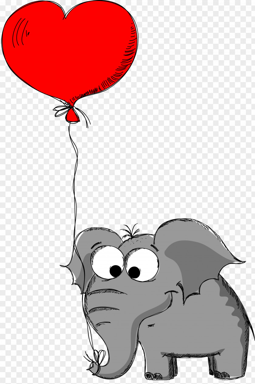Hand Drawn Love Valentine's Day Elephant Drawing Animal PNG