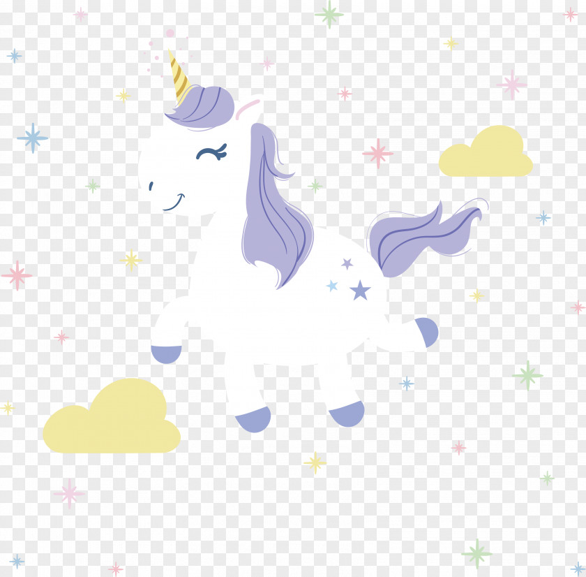 Happy Jumping White Unicorn PNG