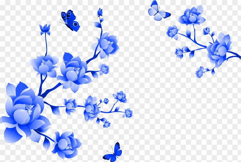 Peony Pattern Blue And White Pottery Clip Art PNG