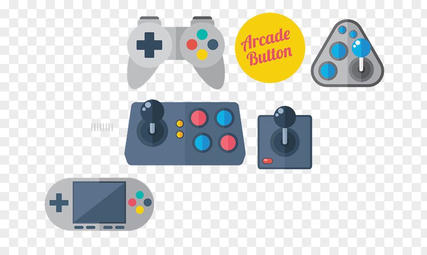 Game Controller Buttons On The Remote Joystick Video Console Euclidean Vector PNG