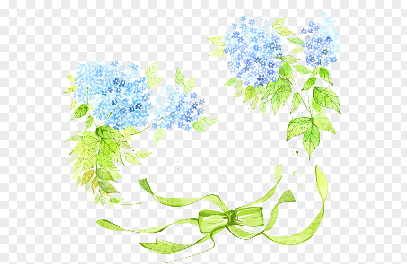Bow Floral Decoration French Hydrangea Flower Blue Color PNG