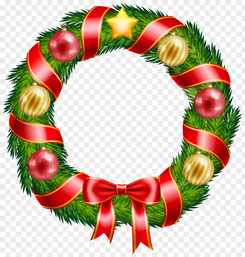 Christmas Wreath With Ornaments And Red Bow Clipart Image Ornament Columbia Gorge Discovery Center & Museum PNG