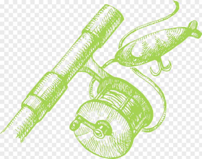 Green Simple Fishing Rod PNG