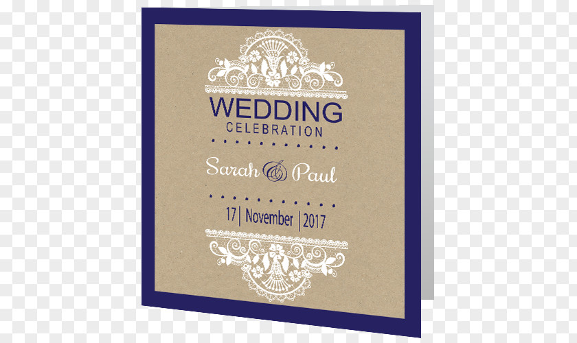 Rustic Lace Wedding Invitation Kraft Paper Navy Blue PNG