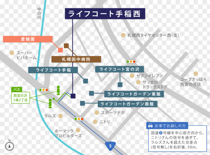 Access Map Old Age Condominium Renting Nishimiyanosawa 4 Jo Teine-ku, Sapporo PNG