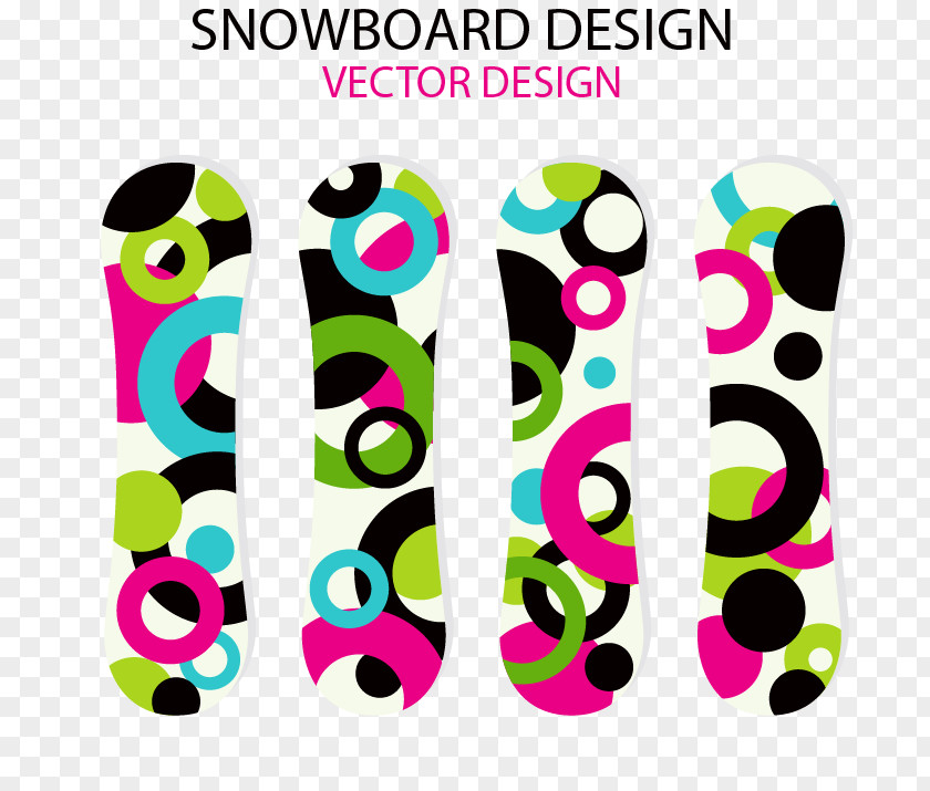 Colored Circles Pattern Snowboard Sport Ski PNG