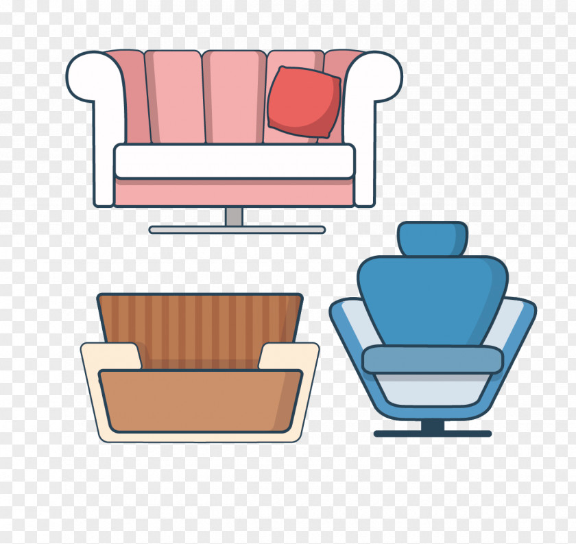 Cartoon Three Different Looks Sofa Couch Icon PNG