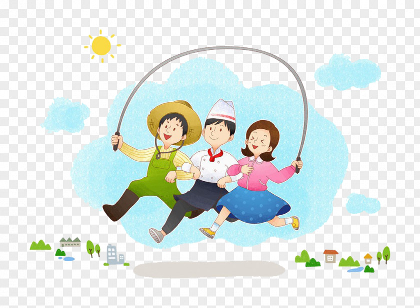 Three People Jump Rope Together Ropes Clip Art PNG