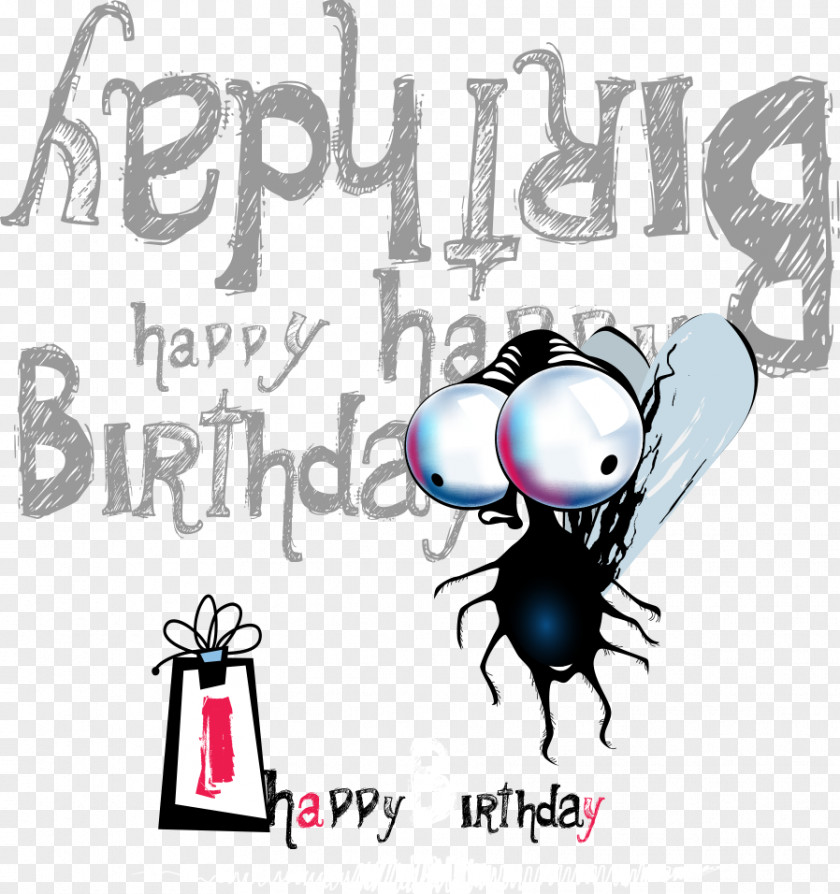 Vector Cartoon Bee Birthday Cake Gift Clip Art PNG