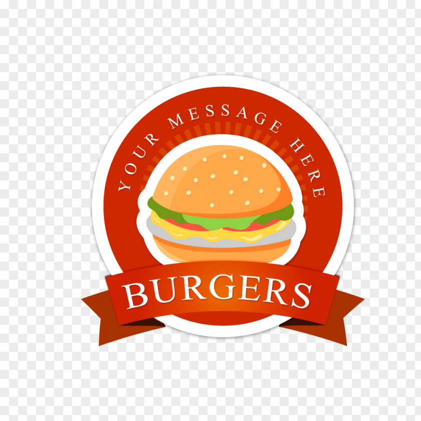 Red Ribbon Hamburger Label Hot Dog Fast Food French Fries PNG