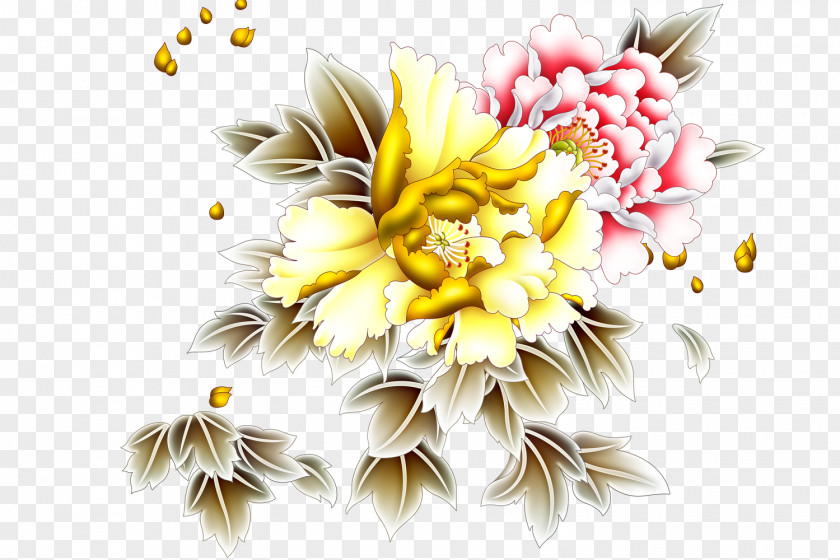 Golden Peony Moutan Clip Art PNG