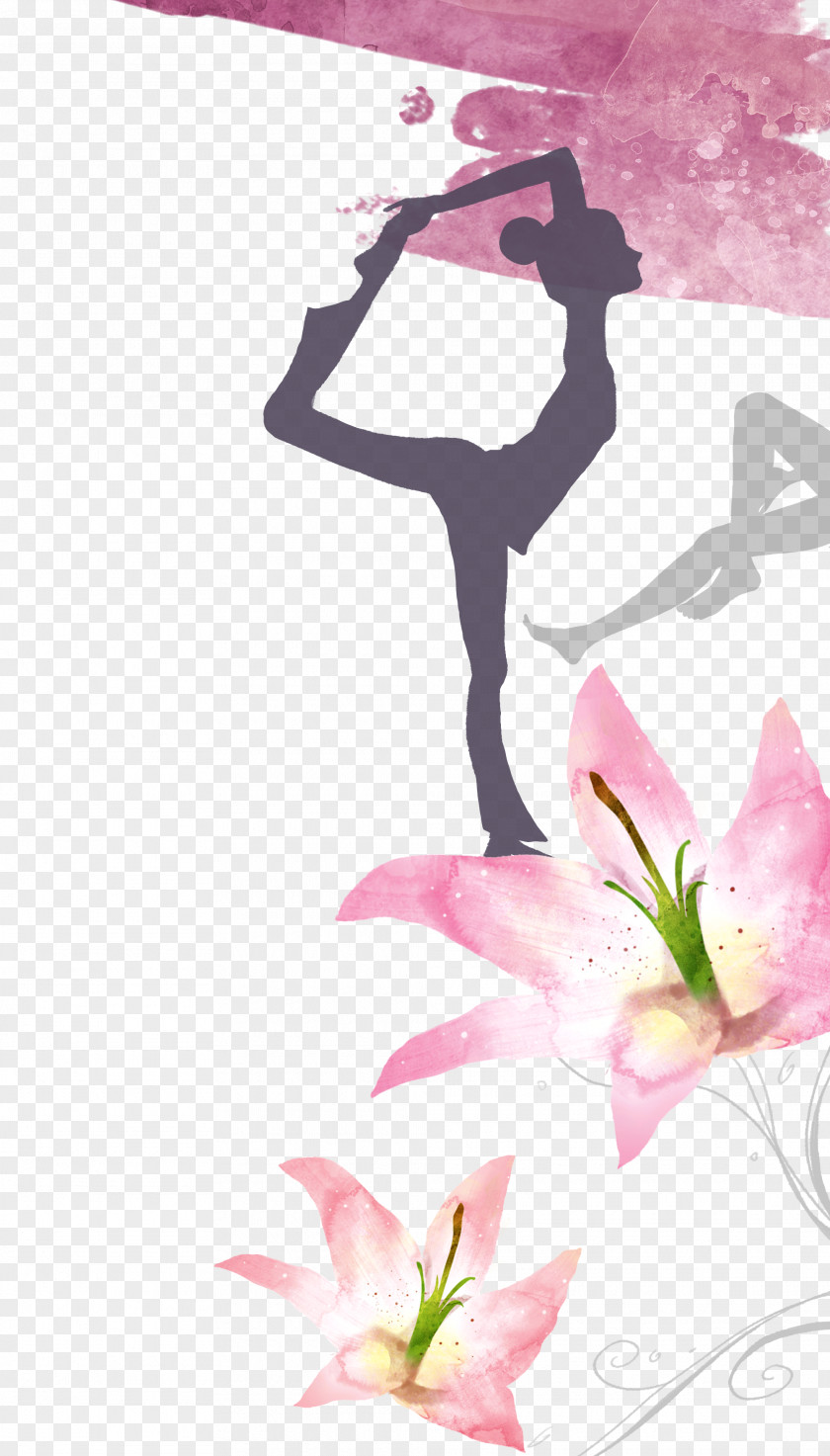 Purple Yoga Training Promotional Material Cartoon Bijin Illustration PNG