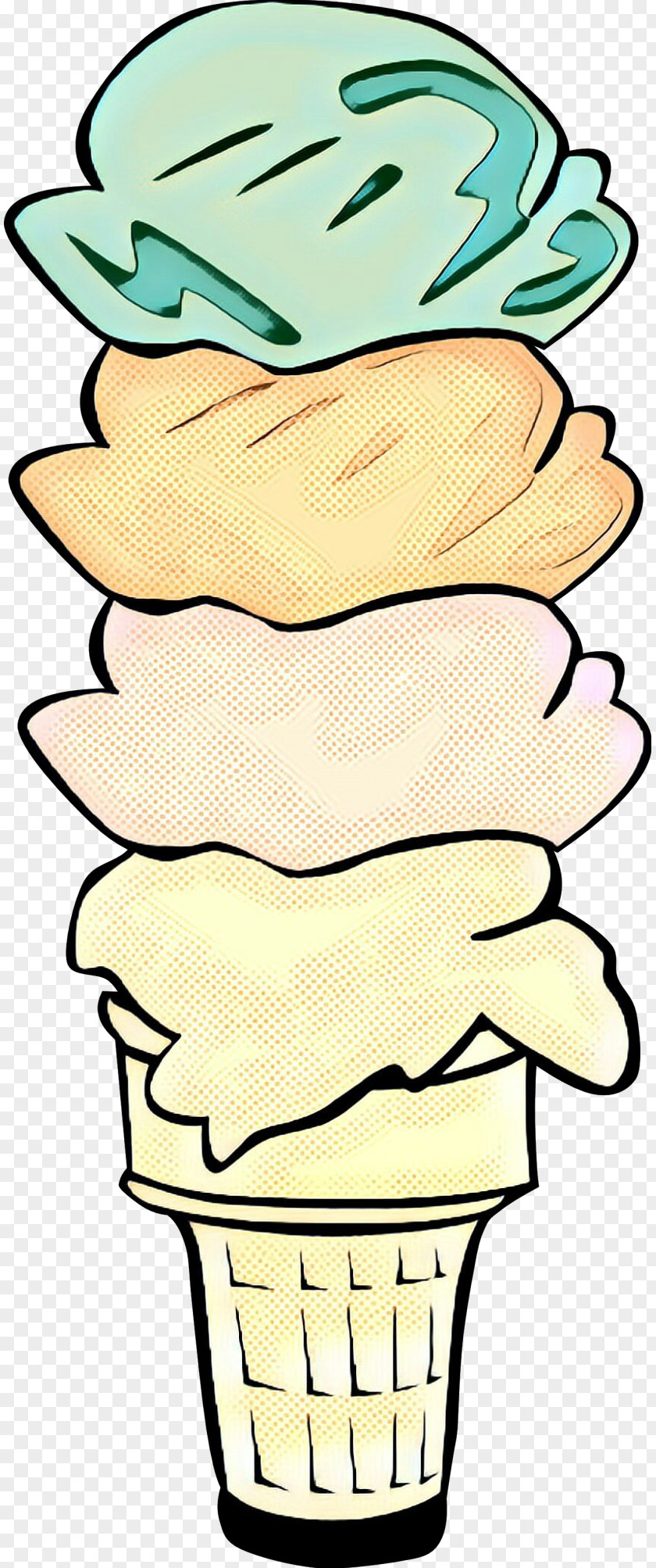 Happy Line Art Ice Cream Cone Background PNG
