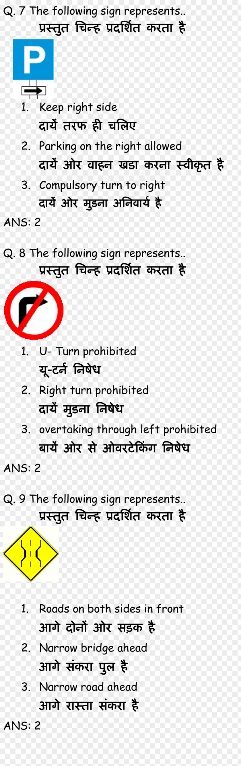 Driving Hindi License Test GK In Brain IQ Driver's PNG