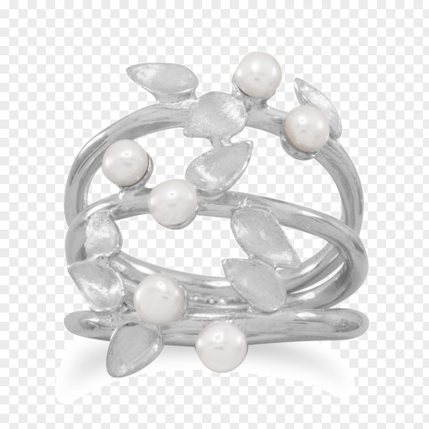 Ring Cultured Freshwater Pearls Earring Rhodium PNG