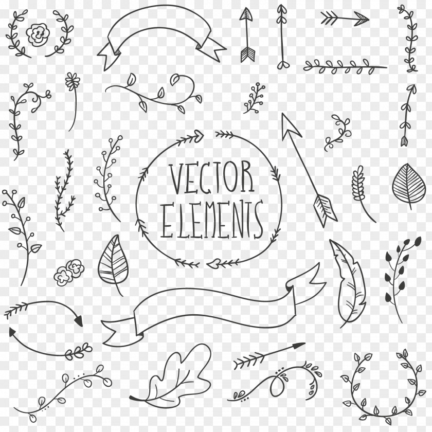Painted Black Bohemian Element Drawing Euclidean Vector Hand PNG