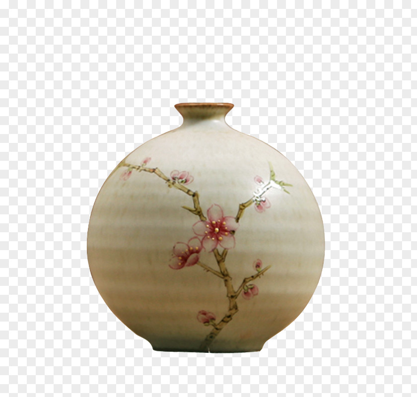 Peach Pattern Vase Material PNG