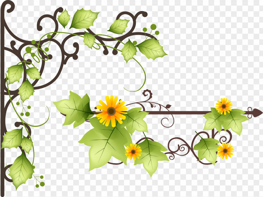 Poster Green Flower Background Element PNG