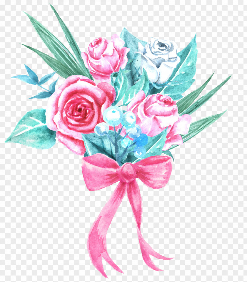 Hand Painted A Bouquet Of Flowers Rose Bows Beach Flower PNG